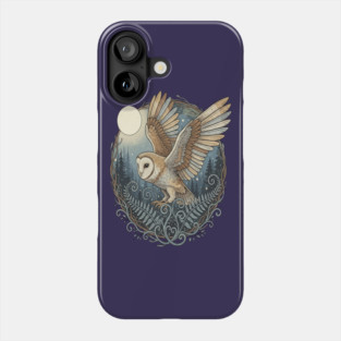 Moonlit Barn Owl in Flight Phone Case