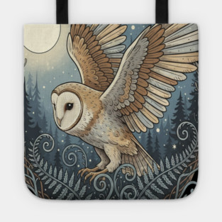 Moonlit Barn Owl in Flight Tote