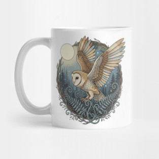 Moonlit Barn Owl in Flight Mug