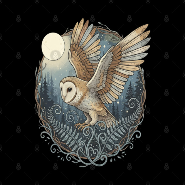 Moonlit Barn Owl in Flight by BirdsnStuff