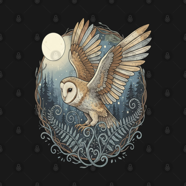 Moonlit Barn Owl in Flight by BirdsnStuff