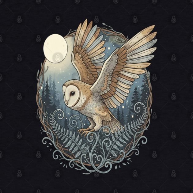 Moonlit Barn Owl in Flight by BirdsnStuff