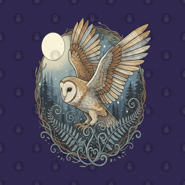 Moonlit Barn Owl in Flight by BirdsnStuff