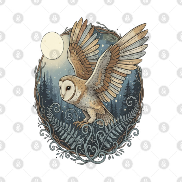 Moonlit Barn Owl in Flight by BirdsnStuff