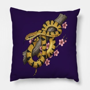 Vintage Beauty Rat Snake Botanical Art Pillow