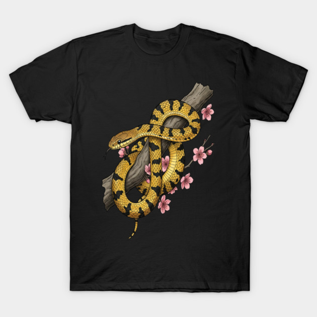 Vintage Beauty Rat Snake Botanical Art T-Shirt by BirdsnStuff