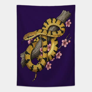 Vintage Beauty Rat Snake Botanical Art Tapestry