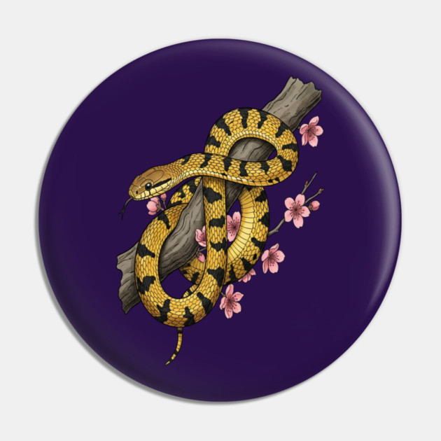 Vintage Beauty Rat Snake Botanical Art Pin by BirdsnStuff