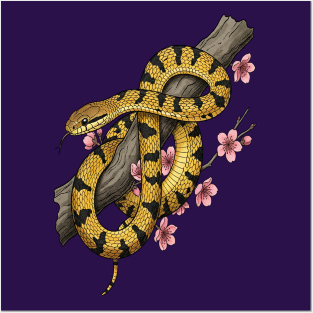 Vintage Beauty Rat Snake Botanical Art Wall Art by BirdsnStuff