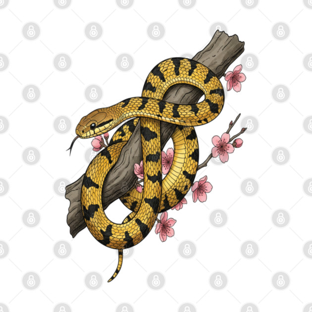 Vintage Beauty Rat Snake Botanical Art by BirdsnStuff