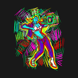 Alien Hip Hop Dancer with Boom Box T-Shirt