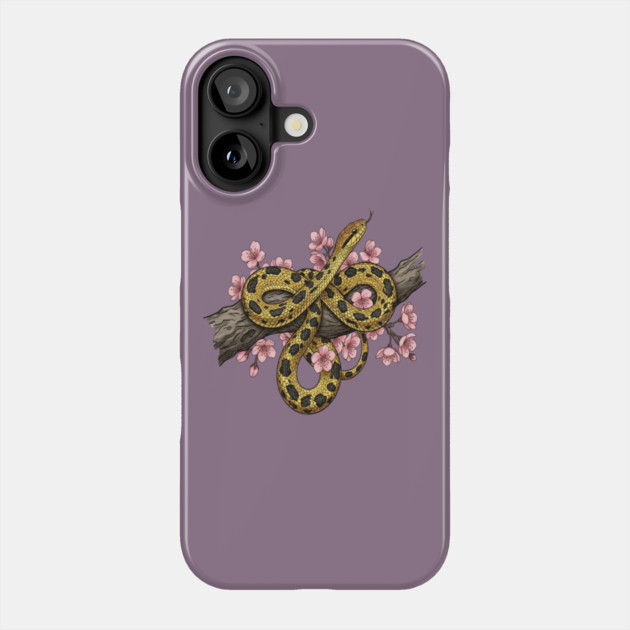Vintage Beauty Rat Snake Floral Art Phone Case by BirdsnStuff