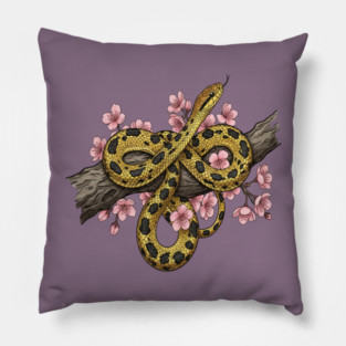 Vintage Beauty Rat Snake Floral Art Pillow