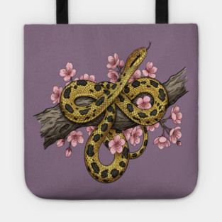 Vintage Beauty Rat Snake Floral Art Tote