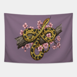 Vintage Beauty Rat Snake Floral Art Tapestry