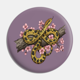 Vintage Beauty Rat Snake Floral Art Pin