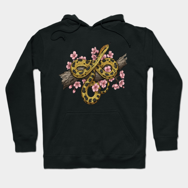 Vintage Beauty Rat Snake Floral Art Hoodie by BirdsnStuff