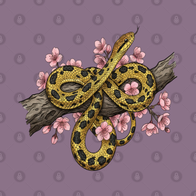 Vintage Beauty Rat Snake Floral Art by BirdsnStuff