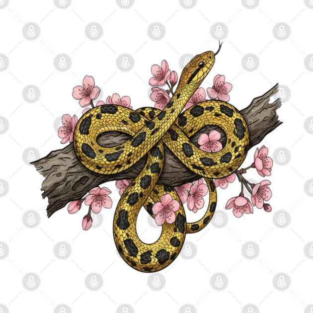 Vintage Beauty Rat Snake Floral Art by BirdsnStuff