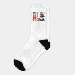 Resting Elf Face Funny Christmas Socks