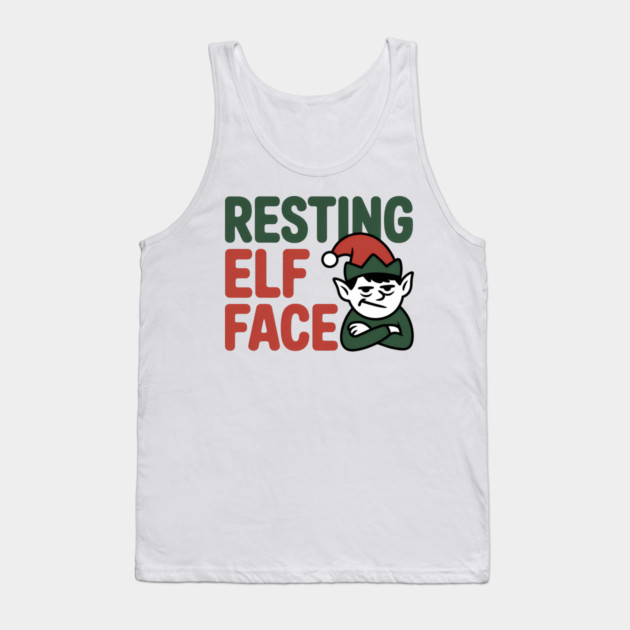Resting Elf Face Funny Christmas Tank Top by Emmanuel's Store 4