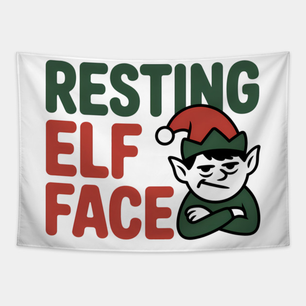 Resting Elf Face Funny Christmas Tapestry by Emmanuel's Store 4