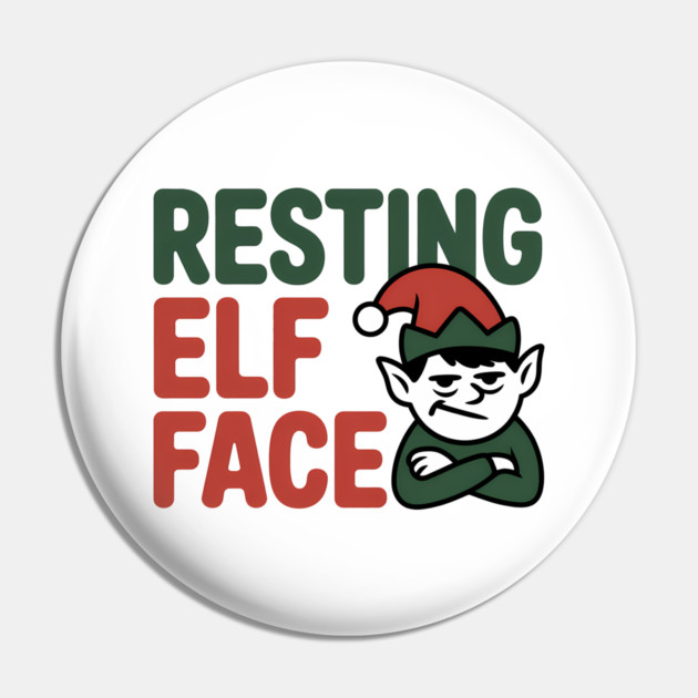 Resting Elf Face Funny Christmas Pin by Emmanuel's Store 4