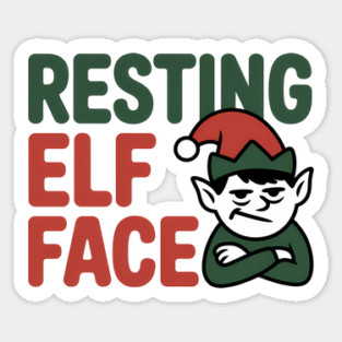 Resting Elf Face Funny Christmas Magnet