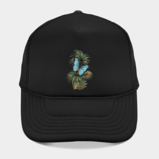 Tropical Blue Morpho Butterfly Botanical Art Hat