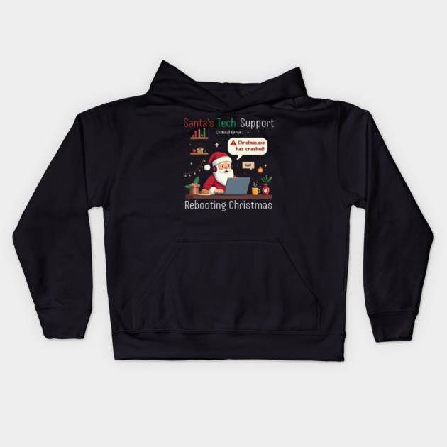 Santa's Tech Support Rebooting Christmas Software Engineer Kids Hoodie by shirtlux