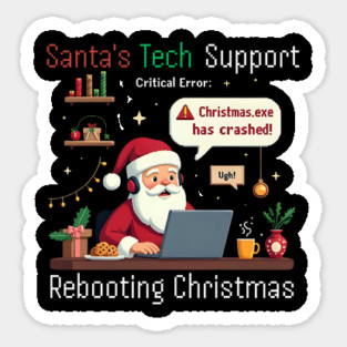 Santa's Tech Support Rebooting Christmas Software Engineer Magnet