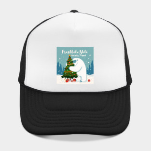 Frostbite Yeti – Cute Winter Yeti Hugging a Christmas Tree | Funny Holiday Mood Christmas Design 2025 Hat