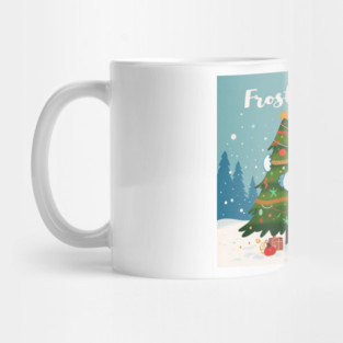 Frostbite Yeti – Cute Winter Yeti Hugging a Christmas Tree | Funny Holiday Mood Christmas Design 2025 Mug