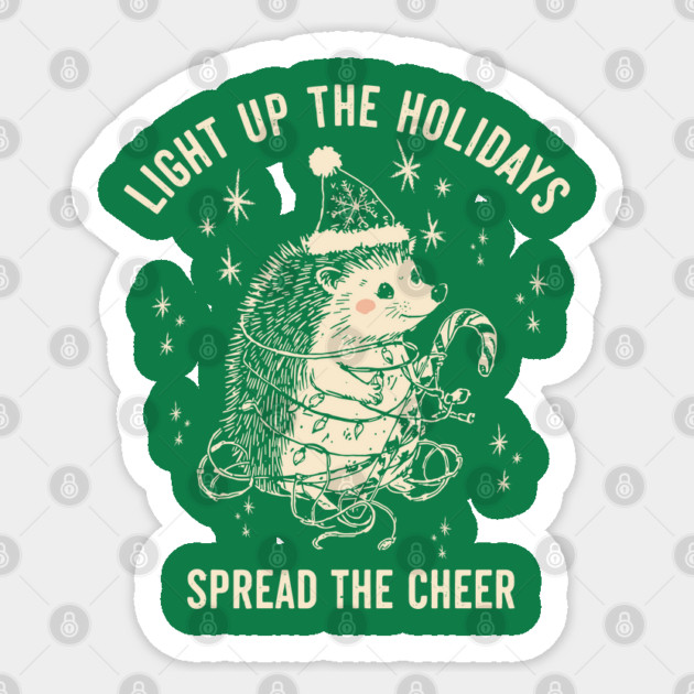 Retro Hedgehog Christmas Lights Sticker by JessArty