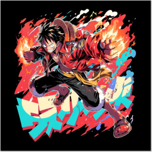 Luffy One Piece Fire Fist Dynamic Anime Art Posters and Art