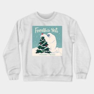 Frostbite Yeti – Cute Winter Yeti Hugging a Christmas Tree | Funny Holiday Mood Christmas Design 2025 Crewneck Sweatshirt