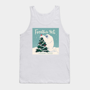 Frostbite Yeti – Cute Winter Yeti Hugging a Christmas Tree | Funny Holiday Mood Christmas Design 2025 Tank Top
