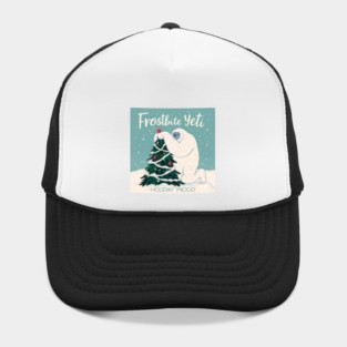 Frostbite Yeti – Cute Winter Yeti Hugging a Christmas Tree | Funny Holiday Mood Christmas Design 2025 Hat