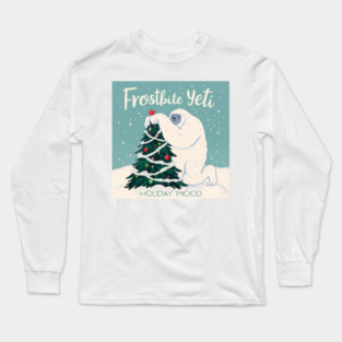 Frostbite Yeti – Cute Winter Yeti Hugging a Christmas Tree | Funny Holiday Mood Christmas Design 2025 Long Sleeve T-Shirt