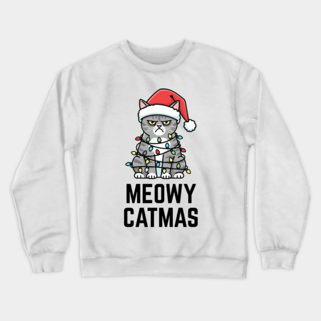 Christmas-Cat Crewneck Sweatshirt by Creatifly Graphic Tees