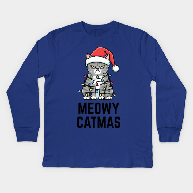 Christmas-Cat Kids Long Sleeve T-Shirt by Creatifly Graphic Tees