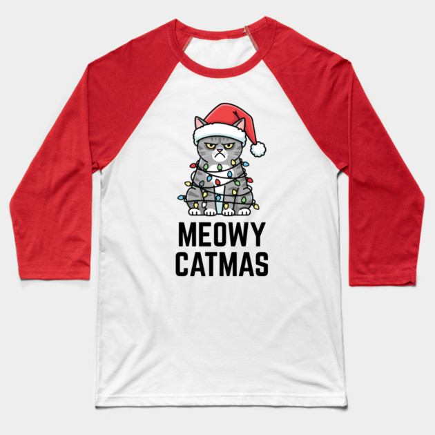 Christmas-Cat Baseball T-Shirt by Creatifly Graphic Tees