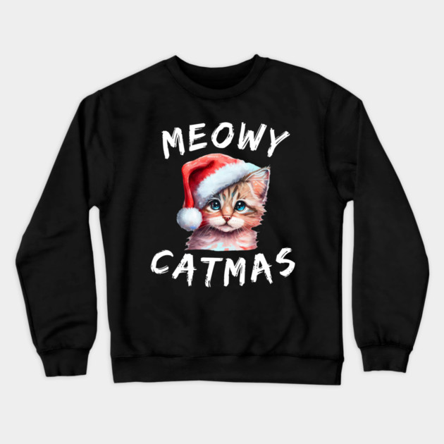 Christmas-Cat Crewneck Sweatshirt by Creatifly Graphic Tees