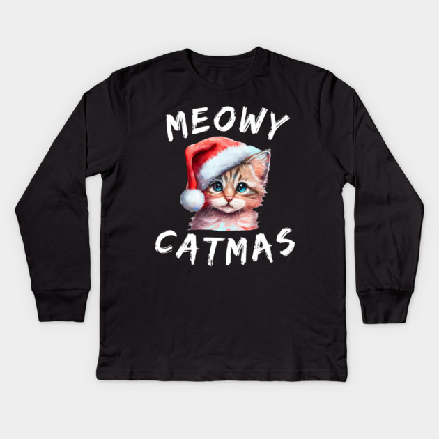 Christmas-Cat Kids Long Sleeve T-Shirt by Creatifly Graphic Tees