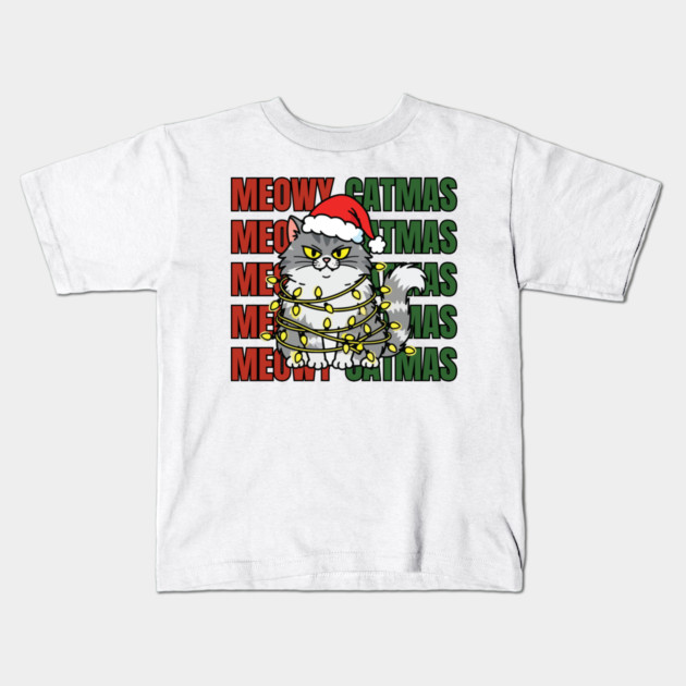 Christmas-Cat Kids T-Shirt by Creatifly Graphic Tees
