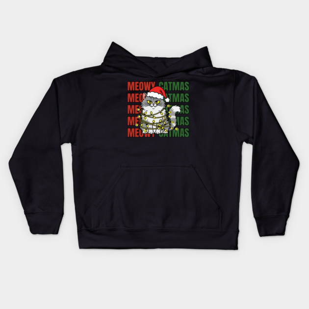 Christmas-Cat Kids Hoodie by Creatifly Graphic Tees