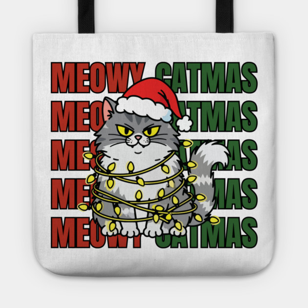 Christmas-Cat Tote by Creatifly Graphic Tees