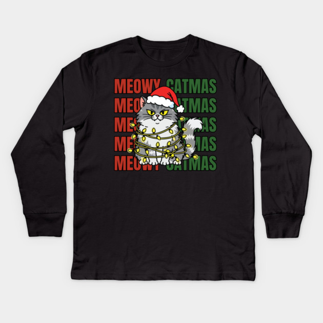 Christmas-Cat Kids Long Sleeve T-Shirt by Creatifly Graphic Tees