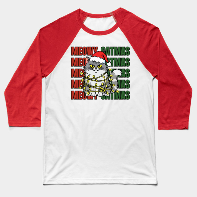 Christmas-Cat Baseball T-Shirt by Creatifly Graphic Tees