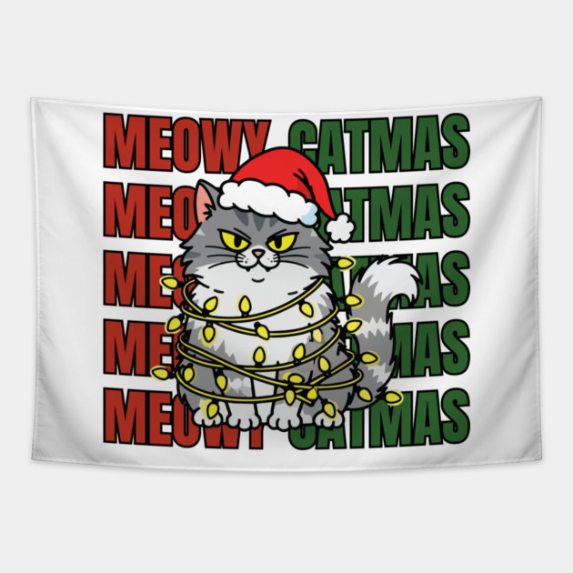 Christmas-Cat Tapestry by Creatifly Graphic Tees